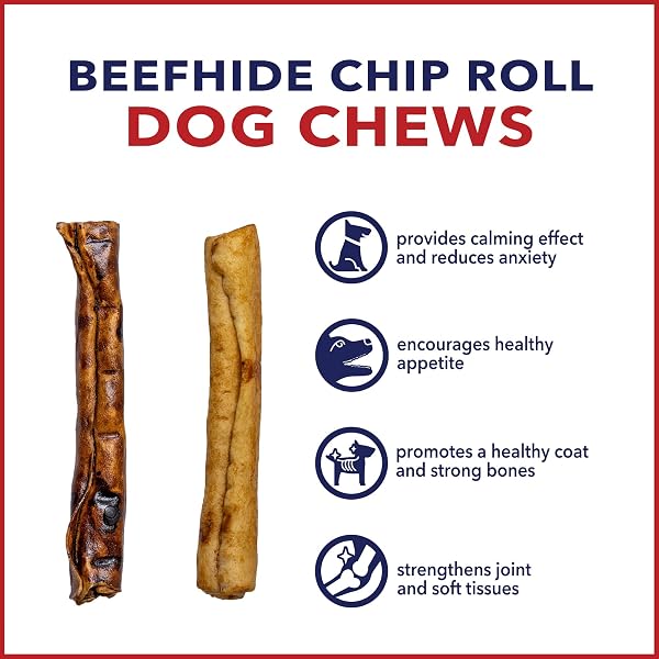 PET FACTORY AMERICAN BEEFHIDE 5″ CHIP ROLLS DOG CHEW TREATS – BEEF & CHICKEN FLAVOR, 50 COUNT/1 PACK