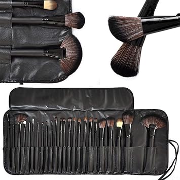 Maange Professional Makeup Brush Set 24 Pcs, Makeup Brushes for Women & Girls, Eyeliner, Eye Shadow, Eye Brow, Foundation, Powder Liquid Cream Blending Brush, Premium Wooden Handles with Pouch Case