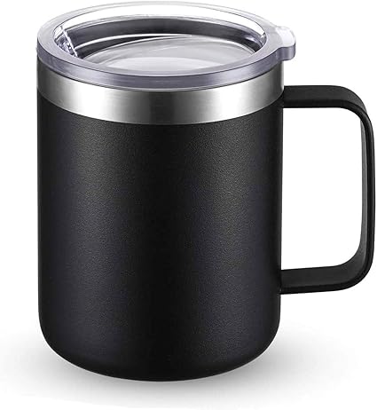 Amazon Mx 保温マグカップ 二重構造 コーヒーカップ 真空断熱マグ ステンレス製 ハンドル付き 400ml ブラック Xm 水筒 マグボトル