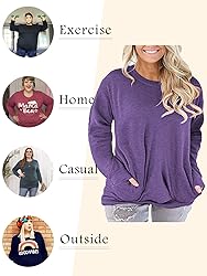 ROSRISS Plus Size Pockets for Womens Solid Color