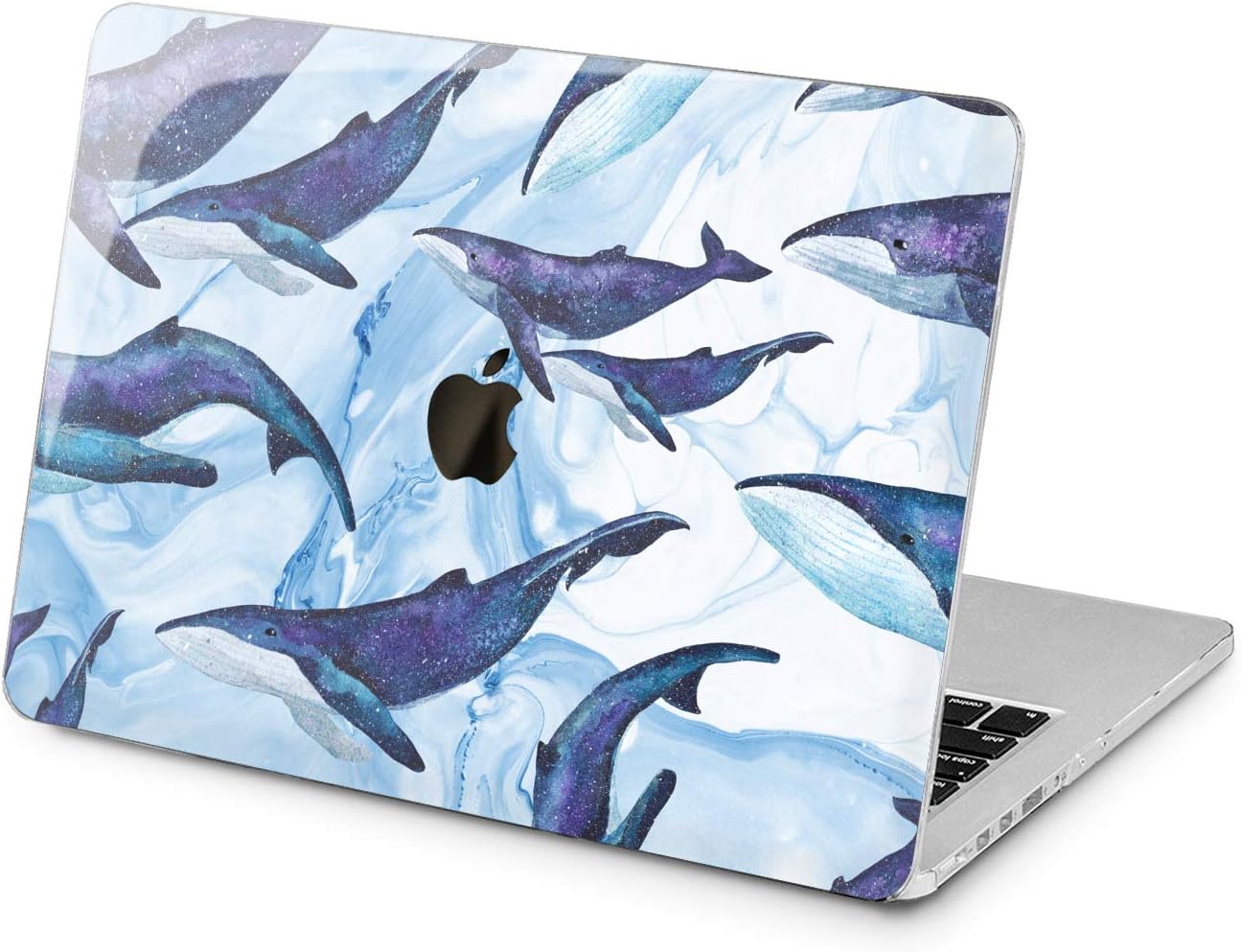 Cavka Hard Shell Case for Apple MacBook Pro 13" 2019 15" 2018 Air 13" 2020 Retina 2015 Mac 11" Mac 12" Pattern Ocean Plastic Animal Sea Protective Design Laptop Water Print Whale Trendy Cover Blue