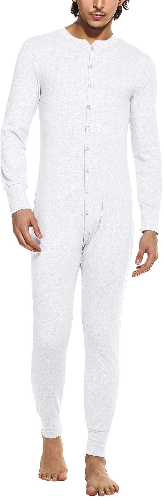 Hotouch Men's One Piece Pajama Long Thermal Union Suit Button Down