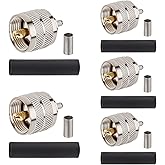 XRDS-RF PL-259 UHF Male Plug Crimp Coax Connector Adapter for RG58 LMR195 RG400 Cable (Pack of 5)