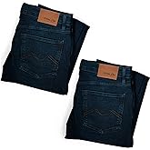 Urban Star Mens Jeans Relaxed Fit 2-Pack – Straight Leg Stretch Jeans for Men – Ultimate Comfort Superflex Pants Dark Blue Bundle 46W x 34L