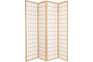 GTU Furniture Japanese Style 4 Panels Wood Shoji Room Divider Screen Oriental for Home/Office (Natural)