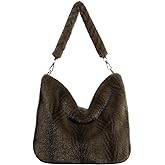Extolove Fluffy Tote Bag Winter Fuzzy Purses for Women Faux Fur Purse Soft Furry Handbag Plush Crossbody Bags
