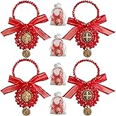 St Benedict Door Hanger Pocket Rosary, 4PCS with Organza Bags, Catholic Gifts, Saint Benedict/Saint Jude/Virgin Mary Medal, Protection Blessing Charm, Home Decor (4Pcs Red Saint Benedict)
