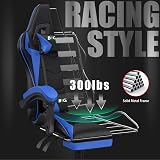 bigzzia Ergonomic Gaming Chair with Lumbar Pillow Headrest Blue view 3