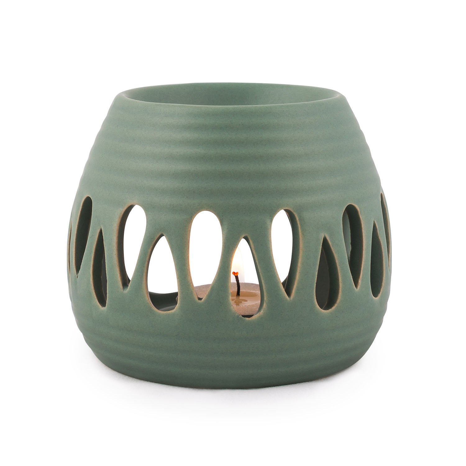 pajoma Ceramic Oil Burner Simple in Green, Height 8 cm
