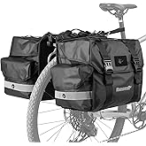 Kinpit Bike Panniers Bike Bags Waterproof 40L Bicycle Saddle Bags for Rear Rack Luggage Trunk Bag Double Side Pannier Bag with Rain Cover Cycling Accessories, Black-L
