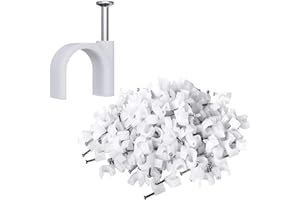 Besslly 200 Pcs Nail in Cable Clips, Ethernet Cables Wall Clips Cable Straps Cables Tacks with Cord Clip for Speaker Wire Coax Clip Nails 7mm for Cat6 - White