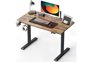 FEZIBO Height Adjustable Electric Standing Desk, 44 x 24 Inches Stand up Table, Sit Stand Home Office Desk with Splice Board, Rusticbrown