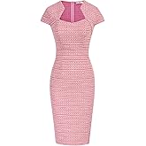 GRACE KARIN Women's Grey Patterned V-Neck Cap Sleeve Knee-Length Pencil Dress - Size XL