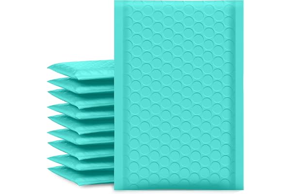 UCGOU Bubble Mailers 4x7 Inch Teal 50 Pack Poly Padded Envelopes Small Business Mailing Packages Opaque Self Seal Adhesive Wa