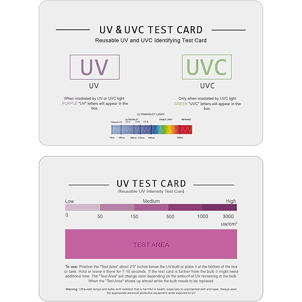 Carta Test UV Portatile - Scheda Per Rilevare Raggi Ultravioletti, UPF50+, 10.5x4.5 Cm, Confezione Da 10