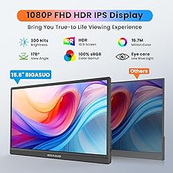 BIGASUO Portable Monitor, 15.6'' 1080P FHD