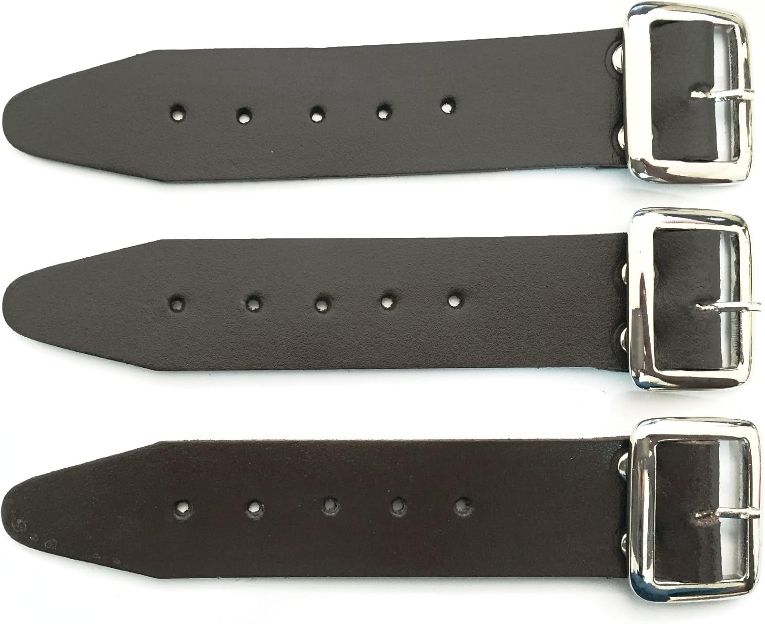 3x Kilt Straps and Buckle 7" Genuine Leather Extender 1.25" wide Dark