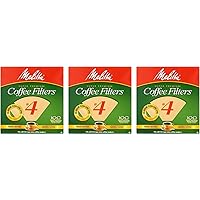 Melitta Cone Coffee Filters, Natural Brown #4, 100 Count (Pack Of 3)