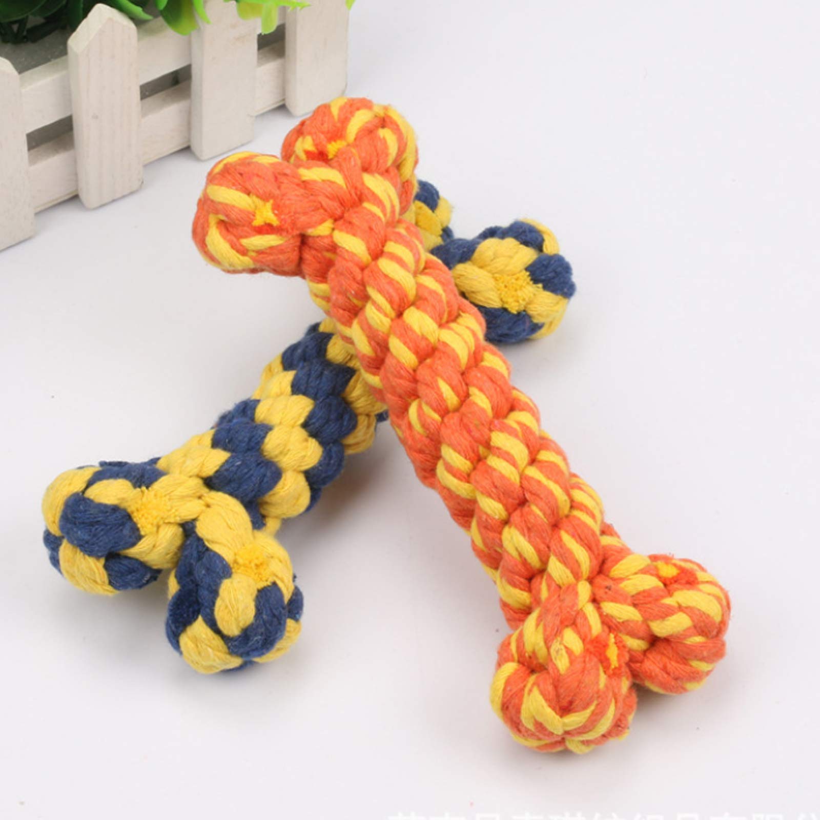 Hesuilong Dog Rope Toy - Bone Pet Teeth Cleaning Toy, 2 Pieces, Handmade Gift for Puppies