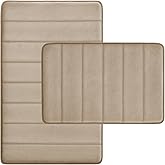 RUN HELIX Bathroom Rugs Set 2 Piece Memory Foam Bath Non-Slip Bath Mat,Washable Room Mats,Absorbent Shaggy Rugs Super Soft Kitchen Mats, Batroom Carpets for Bathroom,Tub,Shower Home Decor(Beige)