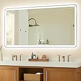 TIFULLHOME 55x36 LED Mirror for Bathroom, Front and Backlit, Rounded Corner Frameless, 3 Colors & Dimmable Lighted Bathroom M