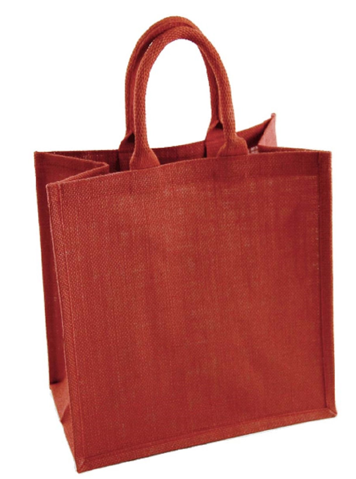 2 x Large Red Jute Shopping Bag - Plain Natural Hessian