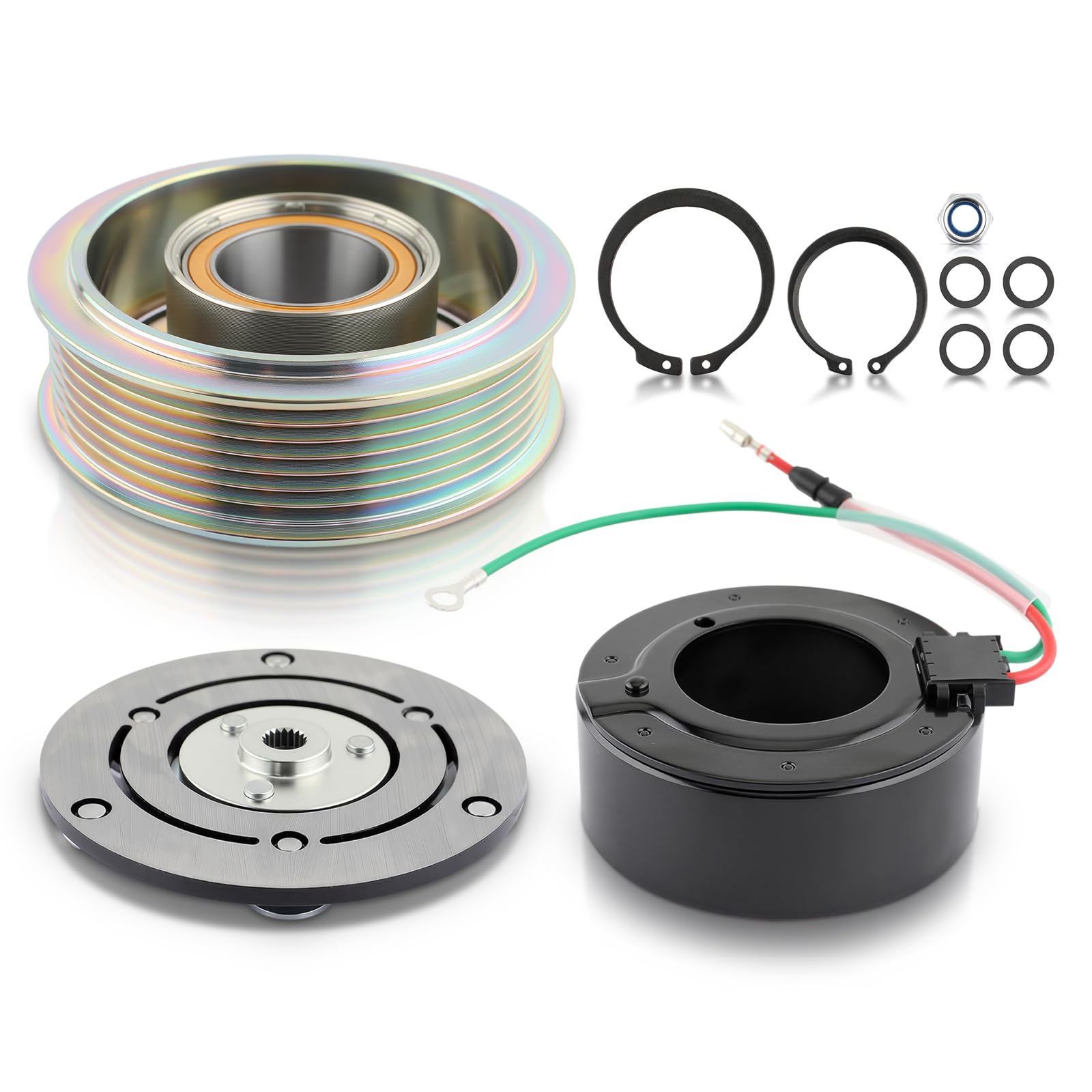 Photo 1 of CARBBIA AC A/C Compressor Clutch Kit with Pulley Front Plate Electromagnetic Coil Compatible with Acura ILX Compatible with Honda Civic Compatible with CR-V 38800RZYA010M2 38800RZYA01RM 80221SWAA01