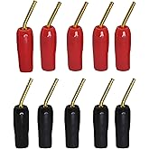CERRXIAN Gold Plated 2mm Banana Plug Screw Type Audio Speaker Cable Connector Adapter(Black & Red,10-Pack)
