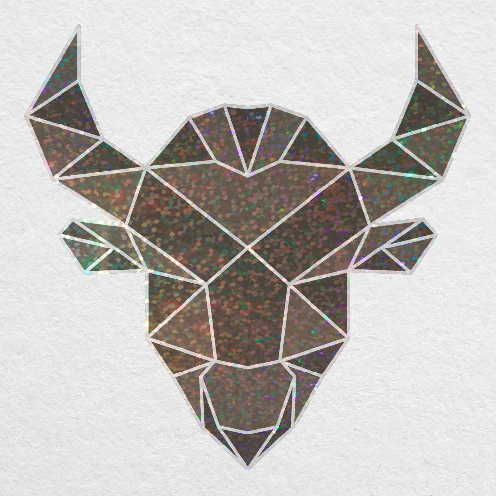 Low Poly Bull Head - 5" Printed Glitter Vinyl Decal - for MacBook, car, Laptop, and More!
