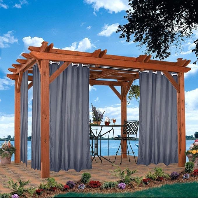 DOMDIL Outdoor Curtains for Gazebo with Eyelets, Mildew Resistan