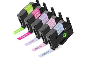 COLORTY Replacement for Brother P-Touch Label Maker Tape TZe 12mm 0.47 Inch Laminated TZ Colored Tape Compatible with Brother P Touch Label Maker PT-D210 PT-H110 PT-1880 PT-D400, 1/2" x 26.2', 5 Pack