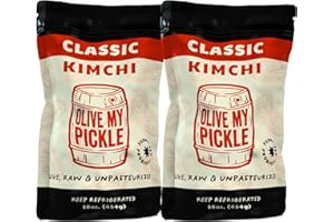 Olive My Pickle Organic Kimchi Fermented - 32 oz | 2 Pack of Classic Probiotic Napa Cabbage Kimchi | Fresh Korean Kimchi with Natural Probiotics for Gut Health - Perfect for Ramen & Spicy Noodles