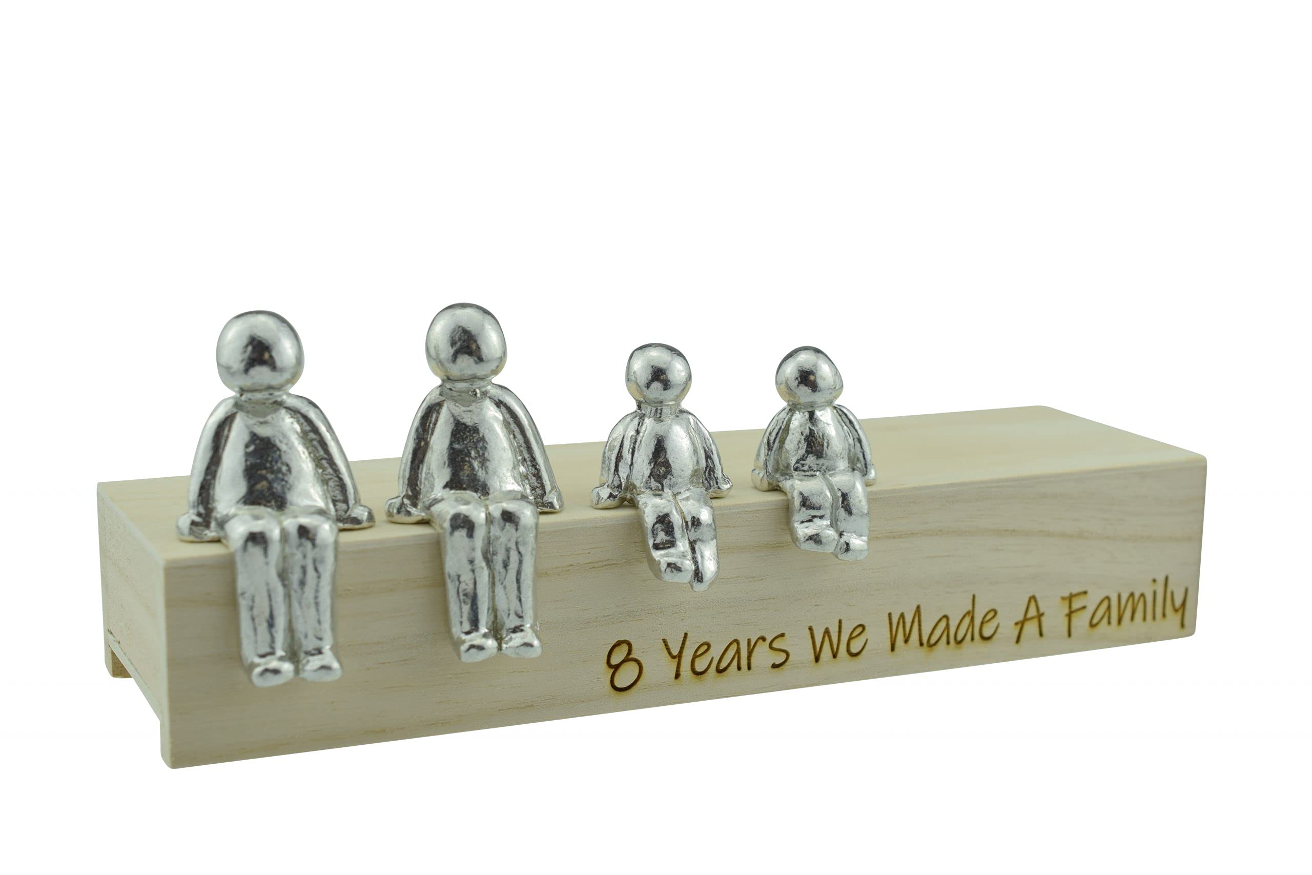 8th Anniversary Idea - 8 Years We Made A Family Metal Ornament - Choose Your Family Combination Box & Woodgrain May Vary(2 Children)
