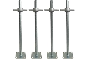 GaeaAuto 4 Pack 24" Adjustable Leveling Jacks Feet Solid Screw Jacks with Big Wing Nut & Base Plate for Baker-Style Scaffolding Equipment, Silver