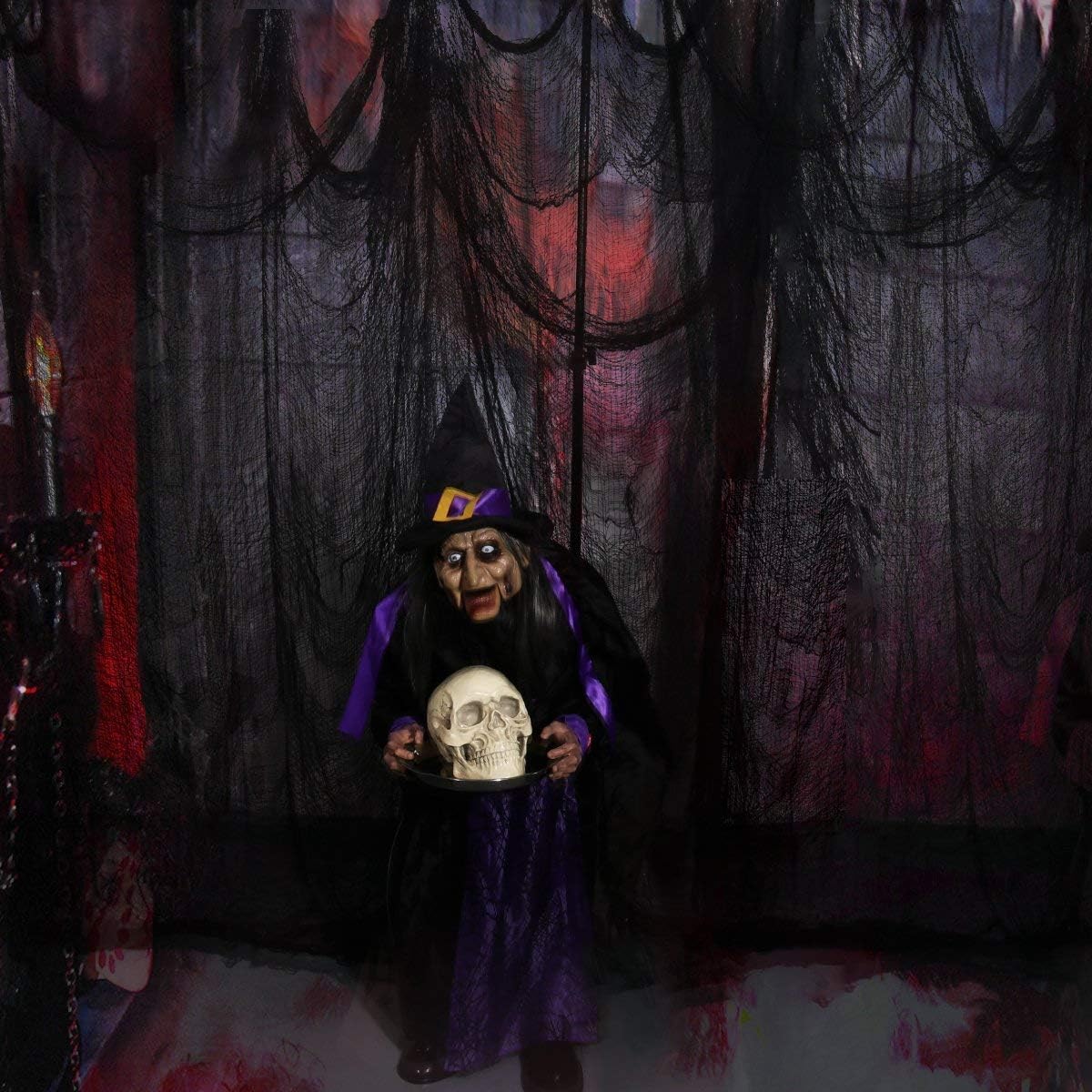 WEBSUN Black Creepy Cloth, Spooky Halloween Decorations for Haunted Houses Party Doorways Outdoors,315 '' X 79 ''