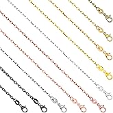 SANNIX 50 Pack 10 Colors Necklace Chains for Jewelry Making 18 Inches Bulk Cable Chain Necklace with Lobster Clasps for Crafts