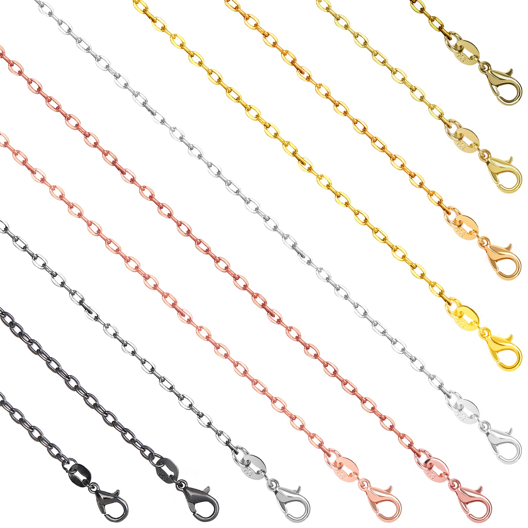 Photo 1 of SANNIX 50 Pack 10 Colors Necklace Chains for Jewelry Making 18 Inches Bulk Cable Chain Necklace with Lobster Clasps for Crafts