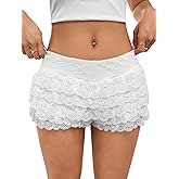 Nicetage Summer Ruffle Shorts for Women Sexy Mini Bloomers Short Pants Sexy Coquette Boy Shorts Lolita Y2k Mini Lace Shorts