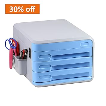 Plastic Storage Drawers Desk Storage Unit Organizer Lockable File