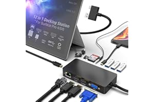 Surface Pro Dock for Surface Pro 4/Pro 5/Pro 6 USB Hub Docking Station with Gigabit Ethernet Port, 4K HDMI VGA DP Display Por