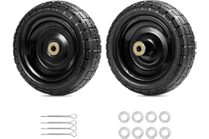 Parts Camp For Gorilla Cart Wheels 13-Inch replacement gorilla cart tires 4.00-6 Flat-free Solid Tire and Wheel For Hand Trucks/Garden Carts/Wheelbarrow/Dolly-5/8"Axle Borehole 2.1"Hub offset (2 Pack)