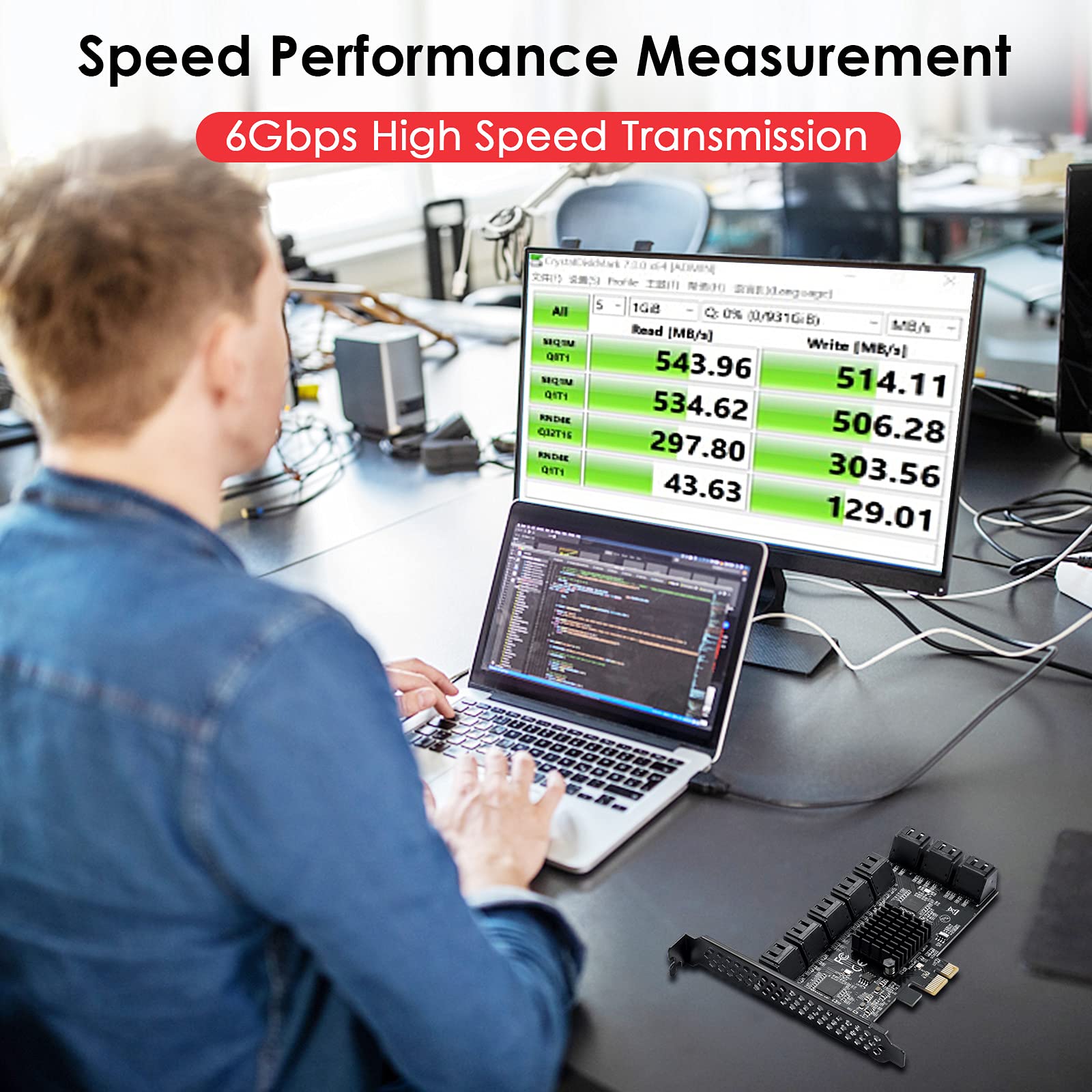 Ybbott 16-Port Pcie Sata 3.0 Expansion Card, Boot As System Hard Drive, Suitable For All Pcie Slots (Jmb575 + Asm1064) - View 6