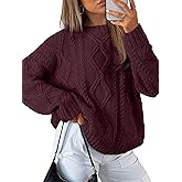 Trendy Queen Women's Oversized Cable Knit Crewneck Sweaters