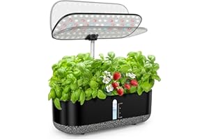 HYPOACE Hydroponics Growing System with LED Grow Light, 14 Pods Indoor Herb Garden Full Spectrum Rotatable Light Panel, Auto On Off Timing 12 14 16Hrs, 5L Water Tank, Harvest Fresh Veggie Lettuce Basil Tomato