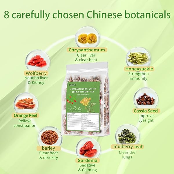 CHICORY AND GARDENIA TEA TEA FOR LIVER HEALTH, DANDELION WOLFBERRY TEA BAGS, 8 EXCELLENT RAW MATERIAL FORMULAS, LIVER CLEANSE & DETOX HERBAL TEA BAGS, VEGAN, SUGAR-FREE & CAFFEINE-FREE ((1PACK 15BAGS))