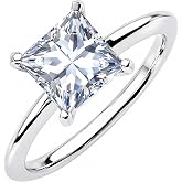 JeenMata Princess Cut 1/2/3 CT Solitaire Engagement Ring for Women, Cubic Zirconia 4-Prong Ring, 18K Gold Plated Bridal Promise Ring