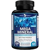 Potent Garden Mega Mineral Supplement Complete Mineral Complex with Calcium Magnesium Zinc Potassium Boron Selenium Chromium &amp; 72 Trace Minerals Iron Free Calcium Supplement -100 Pills