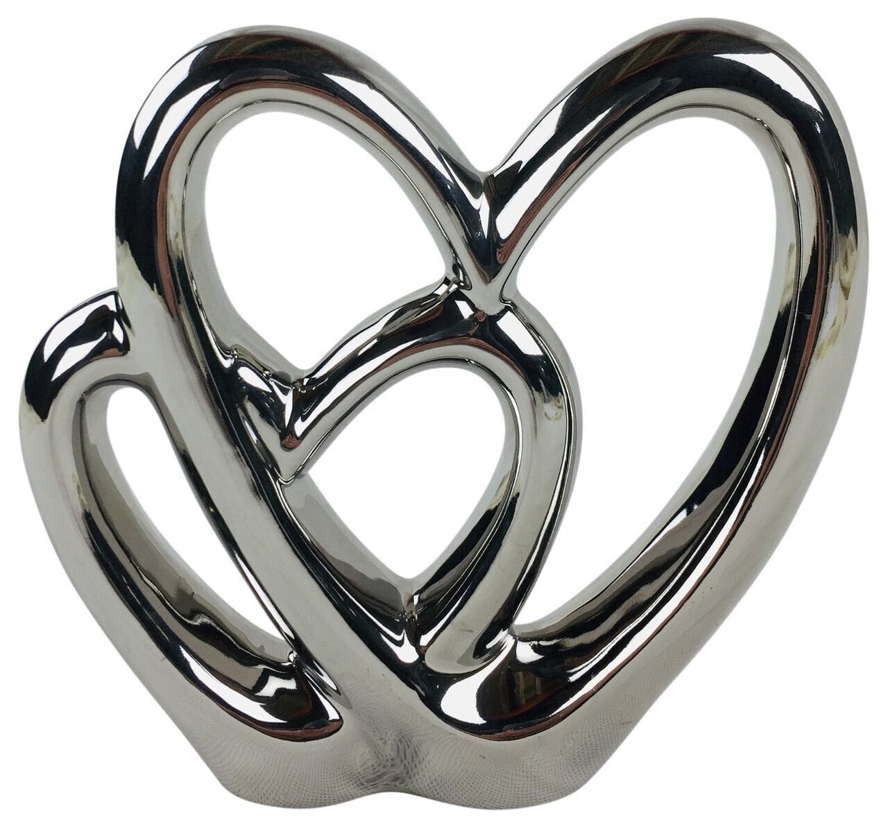 Double Heart Silver Ornament