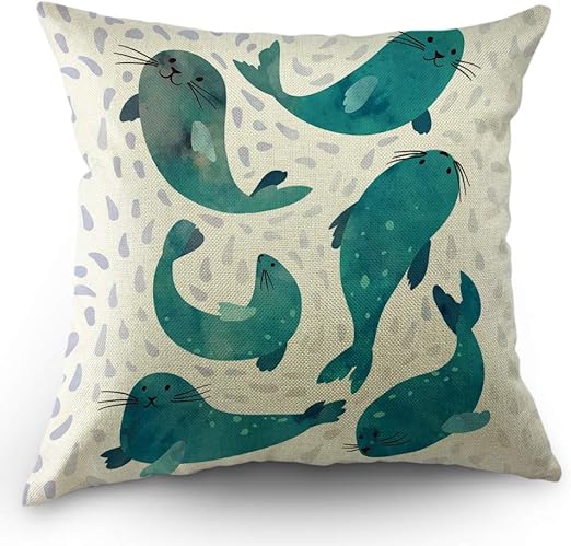 Amazon Com Moslion Seal Pillows Throw Pillow Cover Cute Seals