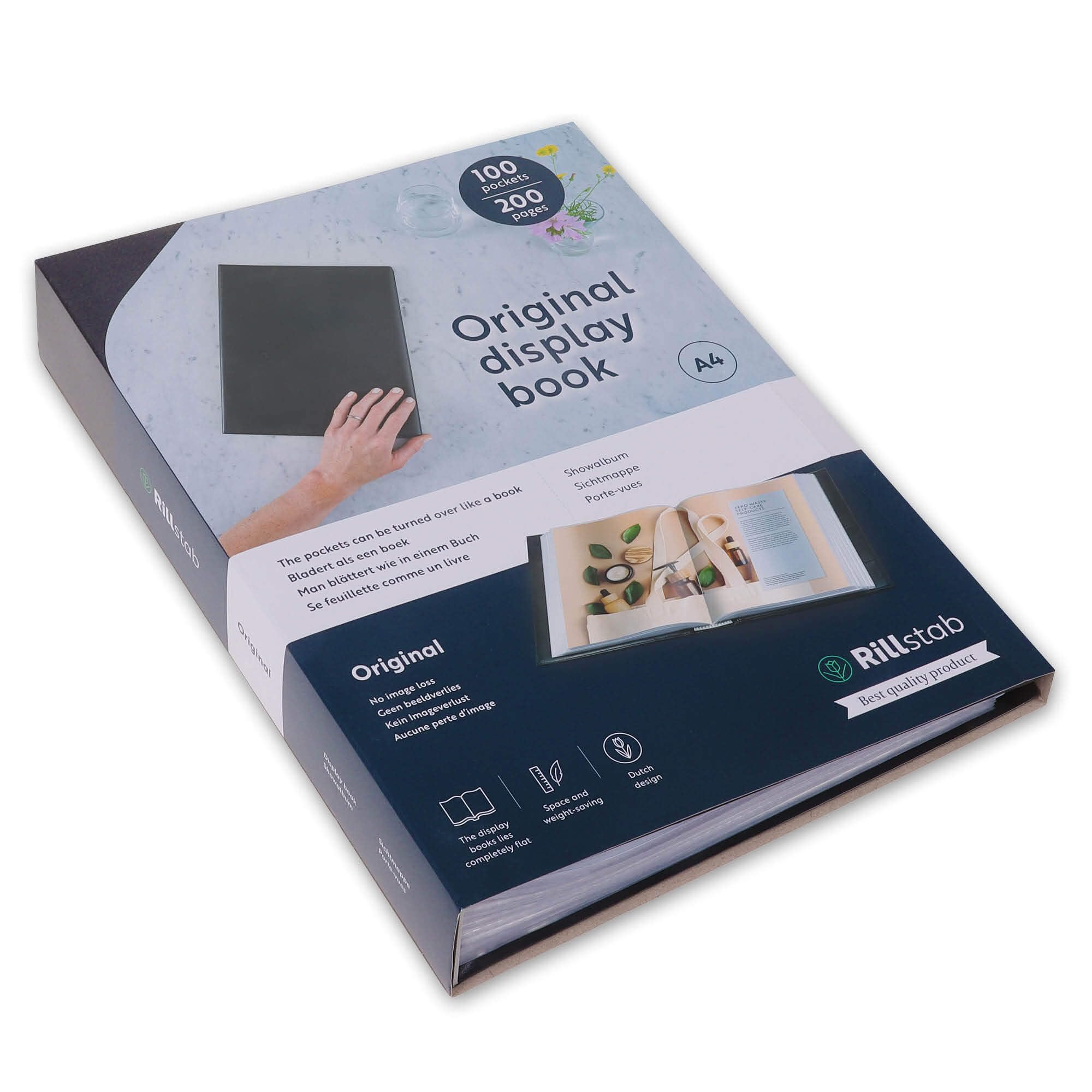 Rillstab Original Display Book (100 Transparent/Clear Pockets) | A4 Front Page Ring Binder Portfolio & Project Presentation Folder for Meetings & Conferences| Poly Clear Pocket Folder | Black | 99494